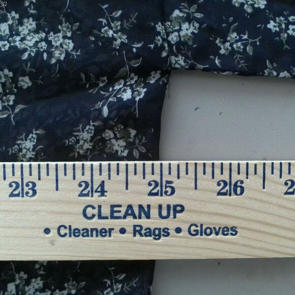 ACOA Lg Slved Collared Button-Up Front Black w/Gray Floral Design Tunic Blouse M - Picture 8 of 9